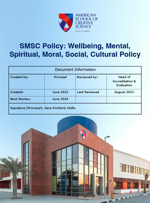 SMSC Policy: Wellbeing, Mental, Spiritual, Moral, Social, Cultural Policy