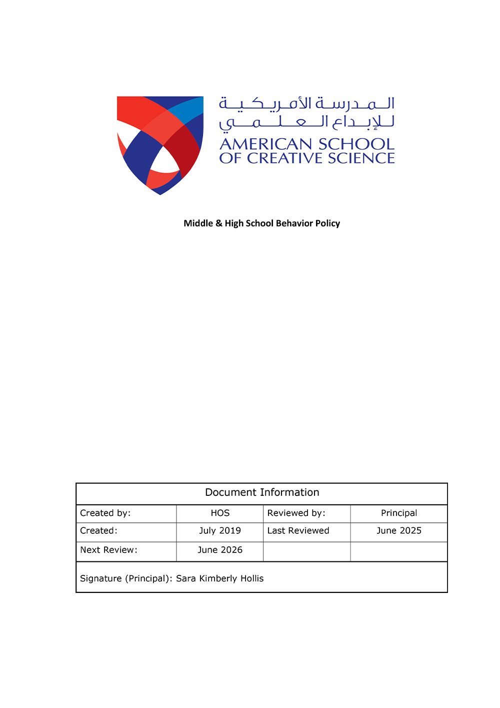 Middle & High School Behavior Policy Final